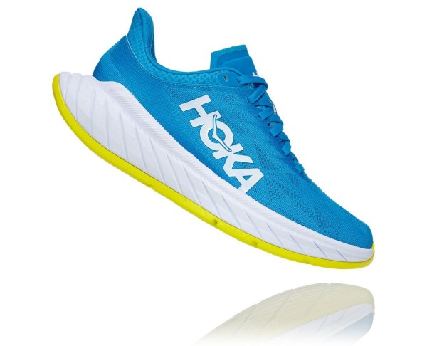 Hoka One One Carbon X 2 Womens UK - Blue Road Running Shoes - GSKLB5830